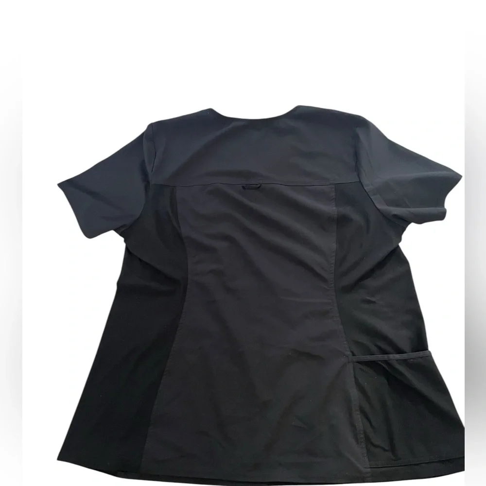 Cherokee Iflex V-Neck Knit Panel Scrub Top Extra Large XL Black - Picture 5 of 5